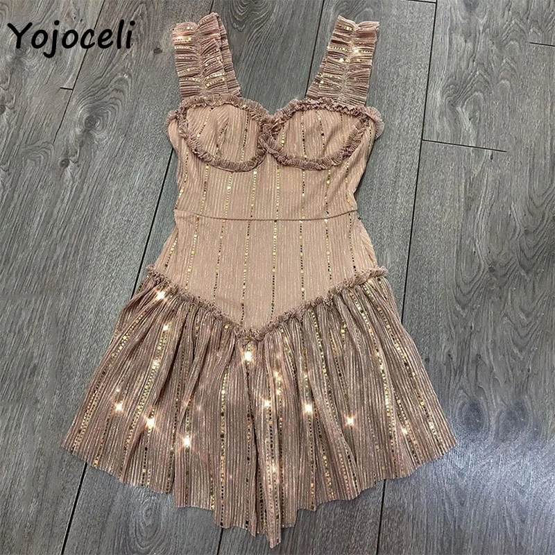 Сексуальное зимнее Клубное Сетчатое платье Yojoceli 2019 с блестками украшенное