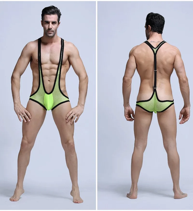 Нижнее белье мужское боди Манкини сетчатый прозрачный сексуальный комбинезон