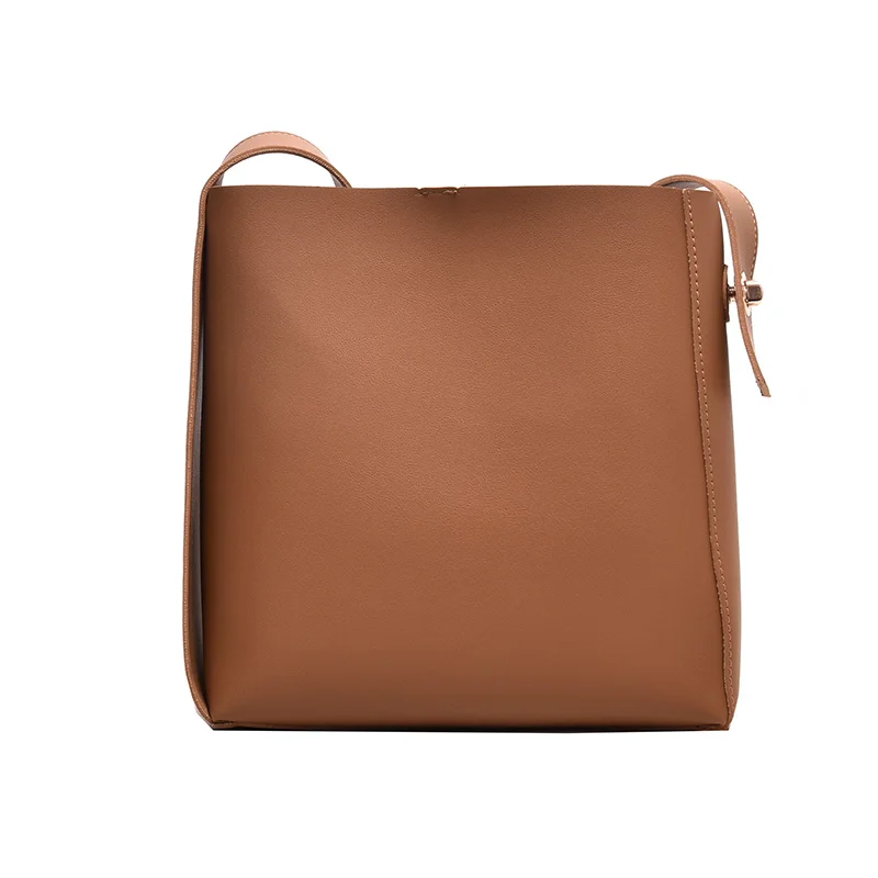 

2020 New Fashion Large Capacity Bucket Bag Simple Portable Shoulder Package Casual Women Pu Leather Pack D143