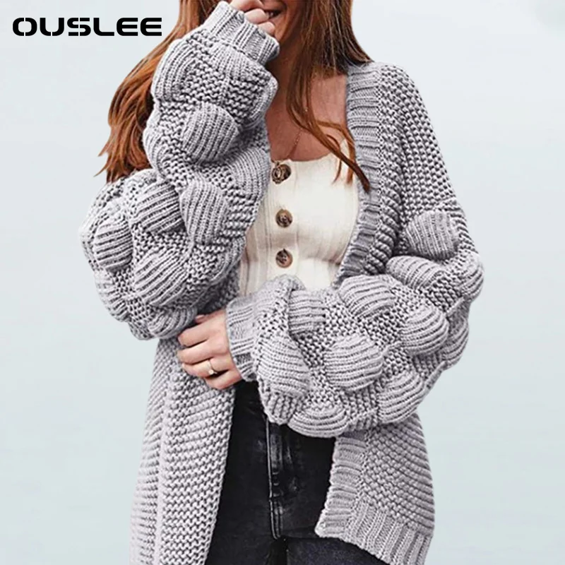 

OUSLEE Cardigan Sweater Women Cute Chunky Long Sweaters Oversized Female Spring Autumn Casual Loose Open Front Knit Pullover Top