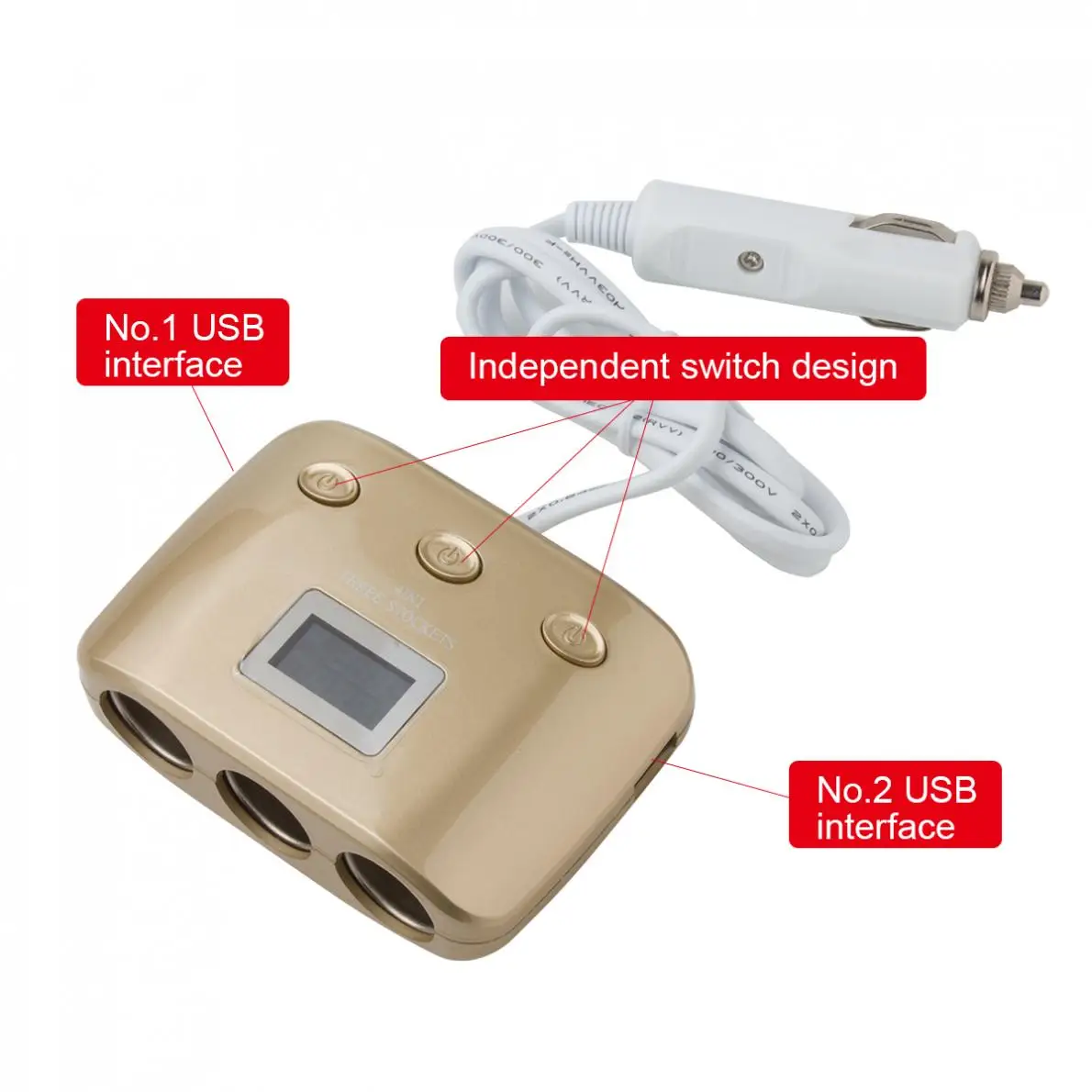 Новые 3 пути Трехместный Розетка для автомобильного прикуривателя Разветвитель 2