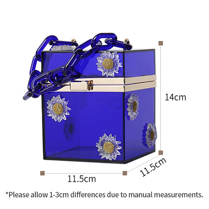 

Transparent Evening Clutch Bag For Women Acrylic Chain Handbag Fashion Floral Mini Box Party Jelly Bag Purse Sac A Main X359H