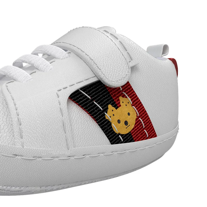 

Triursus New Designer PU Leather Baby Boys Girls Shoes White Newborn Toddler Infant First Walkers Bears Soft Sole Baby Sneakers