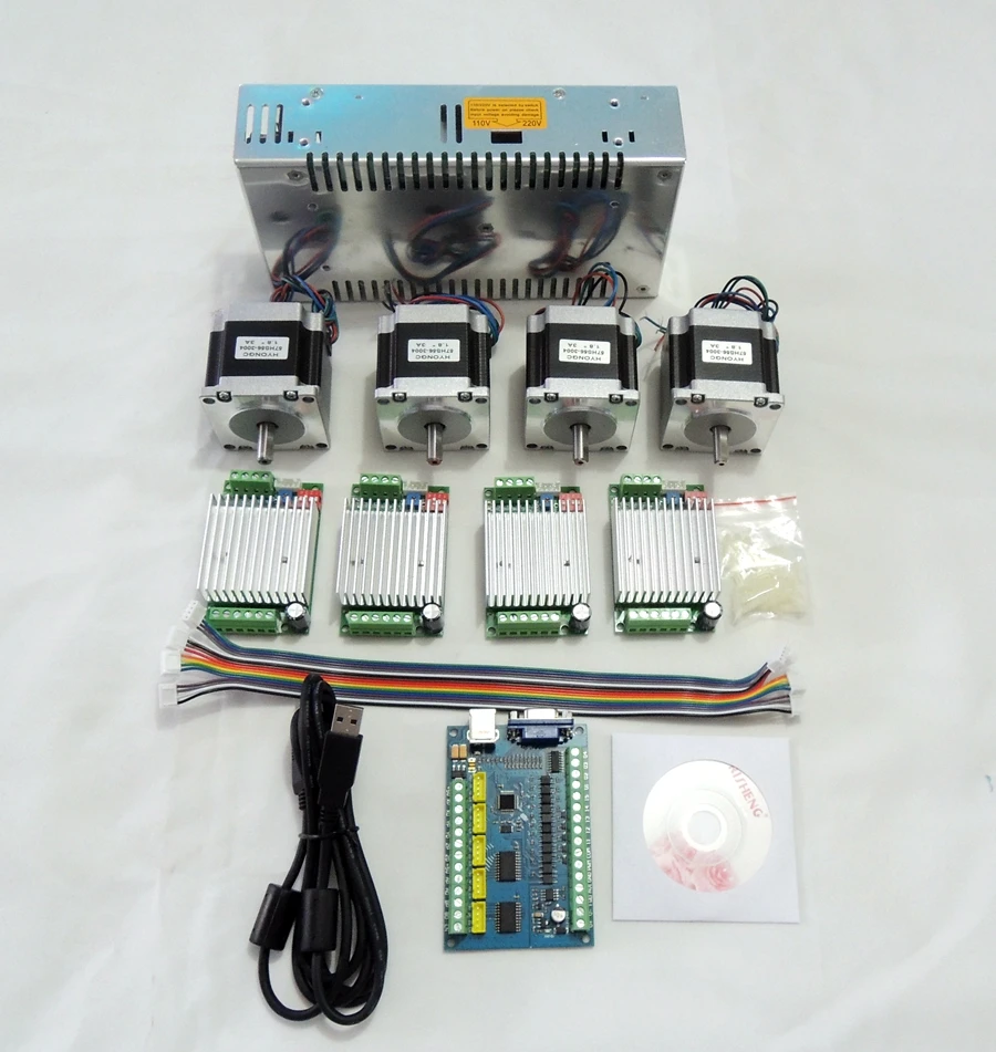 

CNC Router Mach3 USB 4 Axis kit,TB6600 stepper motor driver+5 Axis usb control board 100KHZ+Nema23 57HS56 motor+24V power supply