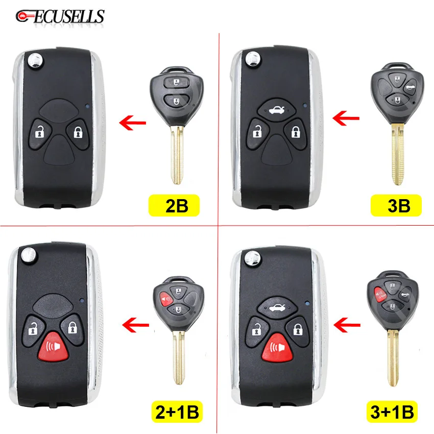 2/3/4 Кнопка модифицированный флип чехол для автомобильного ключа TOY43 Blade Toyota Camry