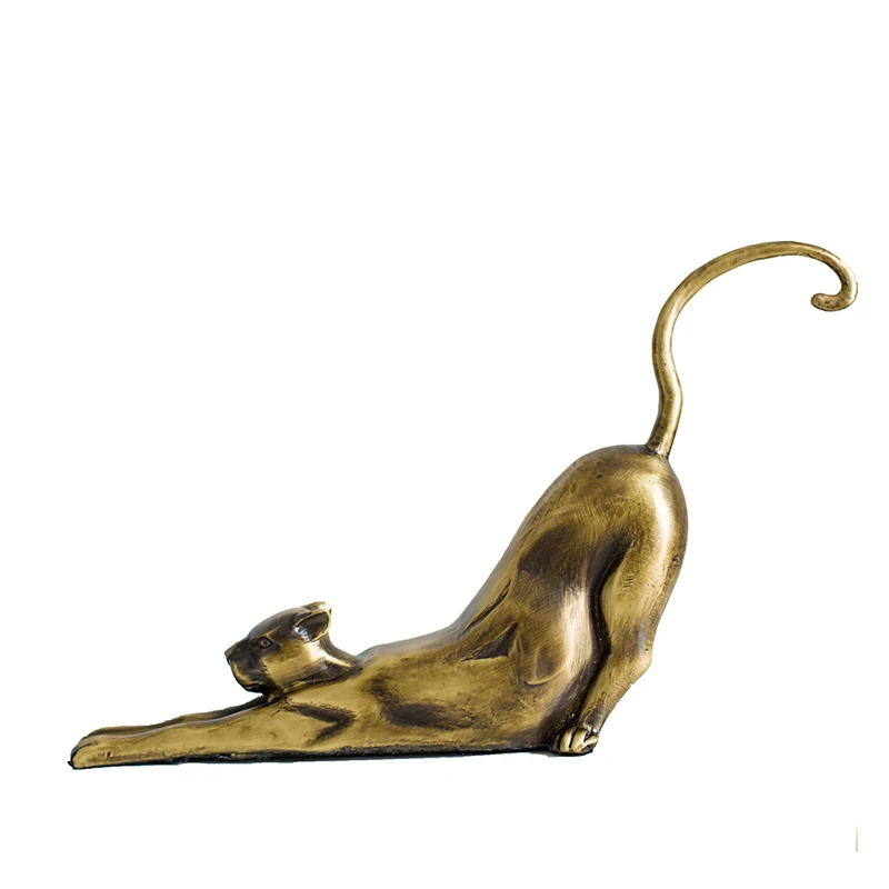 

Pure Copper Leopard Ornaments Metal Crafts Office Desk Decoration Animal Small Ornament Golden Leopard Home Decoration