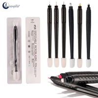 5pcs disposable microblading pen with sponge fog eyebrow tattoo manual embroidery blade needles permanent makeup practice supply