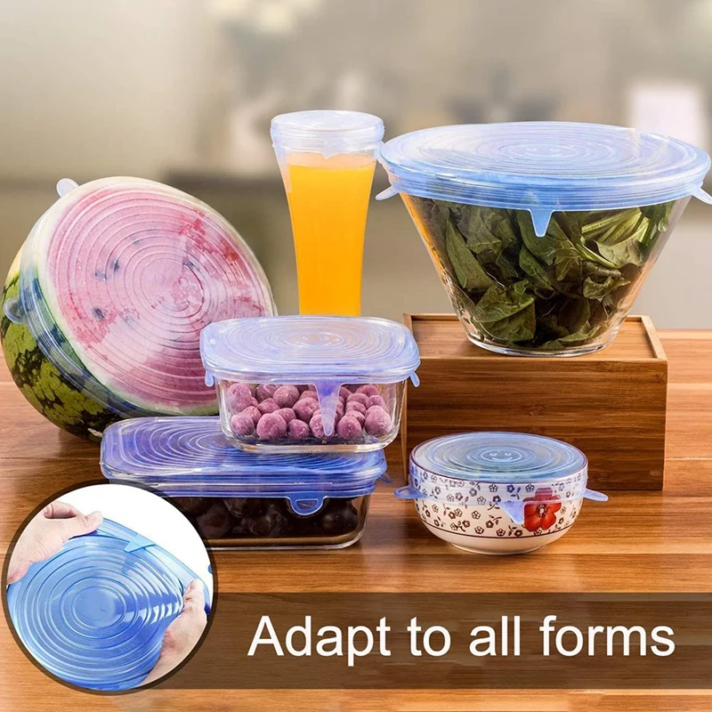 

12 Pcs Reusable Durable and Extensible Silicone Elastic Lid to Keep Food Fresh and Perfect for All Kinds of Food Storage