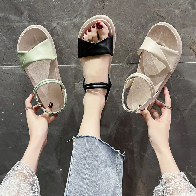 

Med 2021 Sandals Comfort Shoes for Women Clear Heels All-Match Clogs Wedge Suit Female Beige Medium New Gladiator Platform Girls