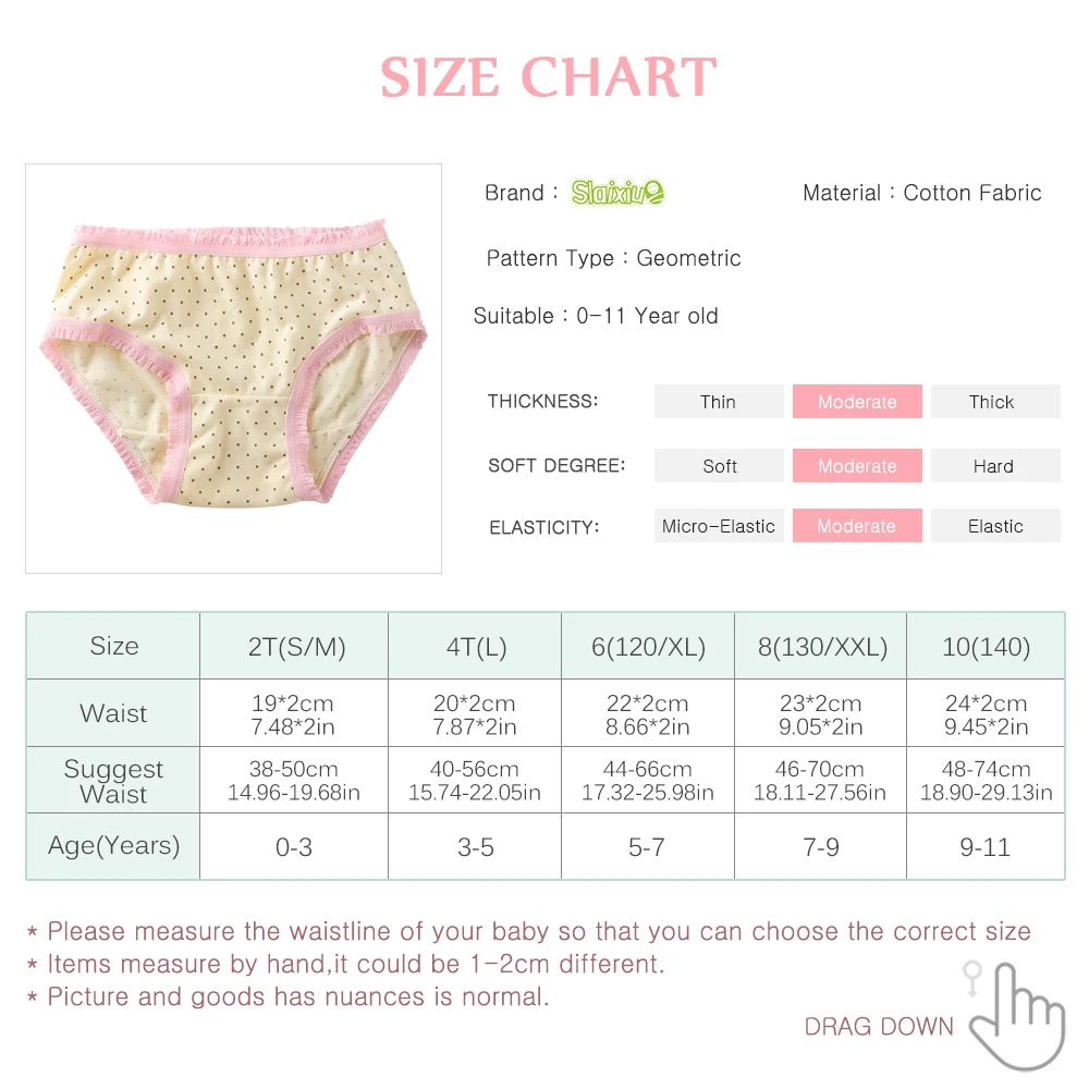 6 шт./Лот трусы для девочек 2 8 лет из 100% органического хлопка|baby girl briefs|kids briefsgirls briefs