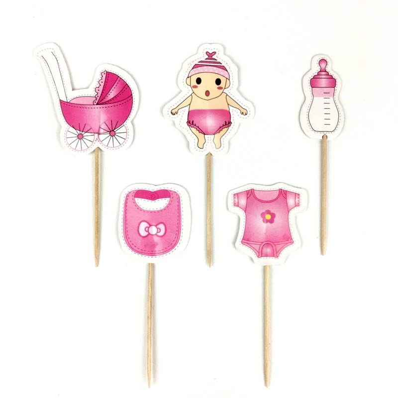 24 шт. Милая Детская Бутылочка Корзина Одежда обертка для капкейков топперы