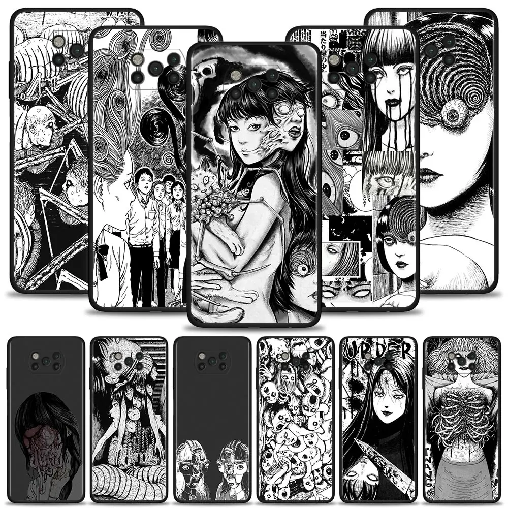 

Junji Ito Phone Case For Xiaomi Mi Poco X3 NFC X3 Pro F3 X3 GT M3 F1 M3 Pro 5G F3 GT Black Soft Cover Funda Capa