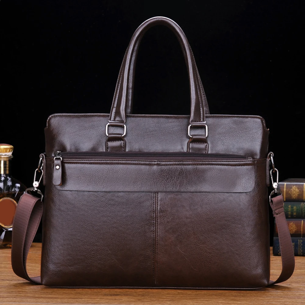 Мужские сумки деловой однотонный портфель из искусственной кожи сумка через