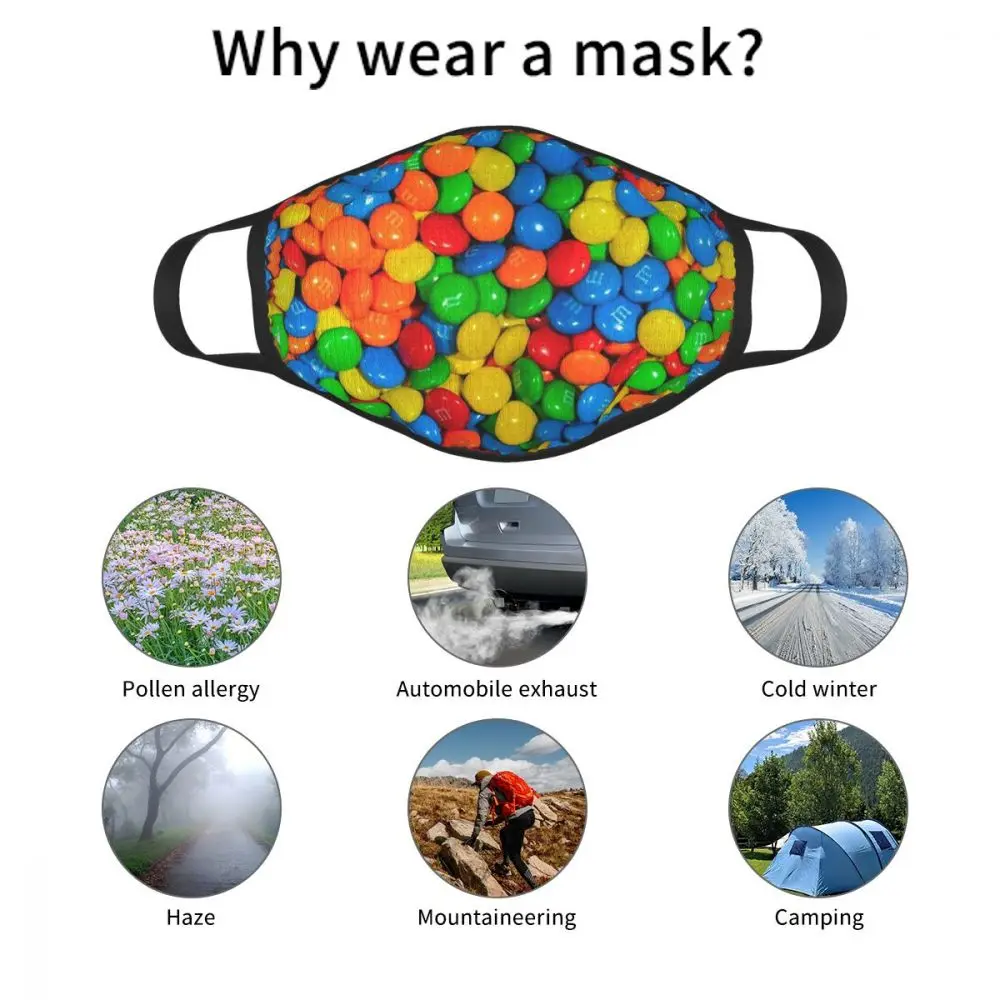 

M&M Chocolate Candy Non-Disposable Face Mask Food Anti Haze Dustproof Mask Protection Cover Respirator Mouth Muffle