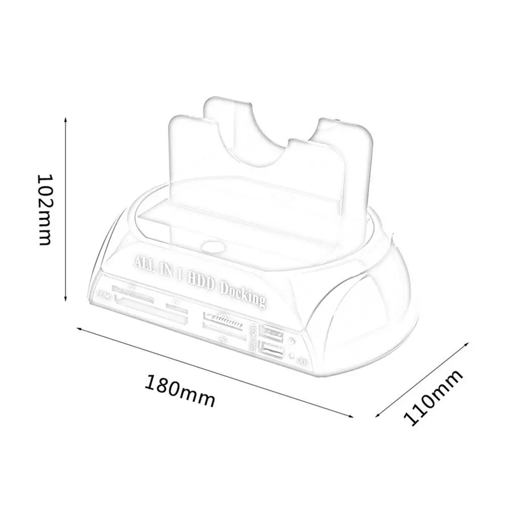 Многофункциональная док станция для HDD Dual USB 2 0 5/3 5 дюймов IDE SATA Внешний корпус