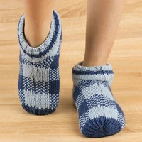 gingham women winter home socks slippers non slip soft warm house slippers indoor fluffy unisex soft sole floor crochet slippers