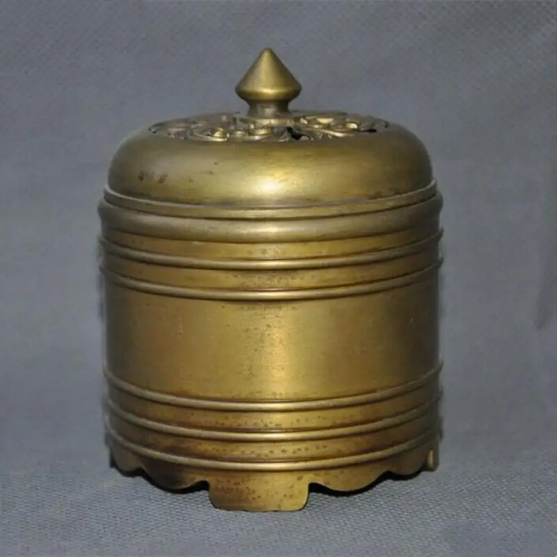 

3"marked Old Chinese Bronze Buddhism Temple Joss Incense Burner Censer Hollow Out Statues for Decoration Collection Ornaments