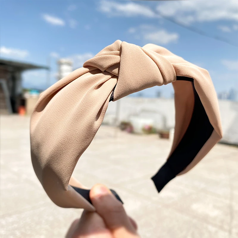 

2021 Wide Ladies Female Knot Headbands For Girls Simple Solid Candy Color Cloth Hairbands Hair Hoop Women Adult Hair Accessories