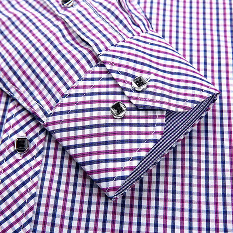 Рубашка мужская клетчатая с защитой от морщин повседневная брендовая блуза в