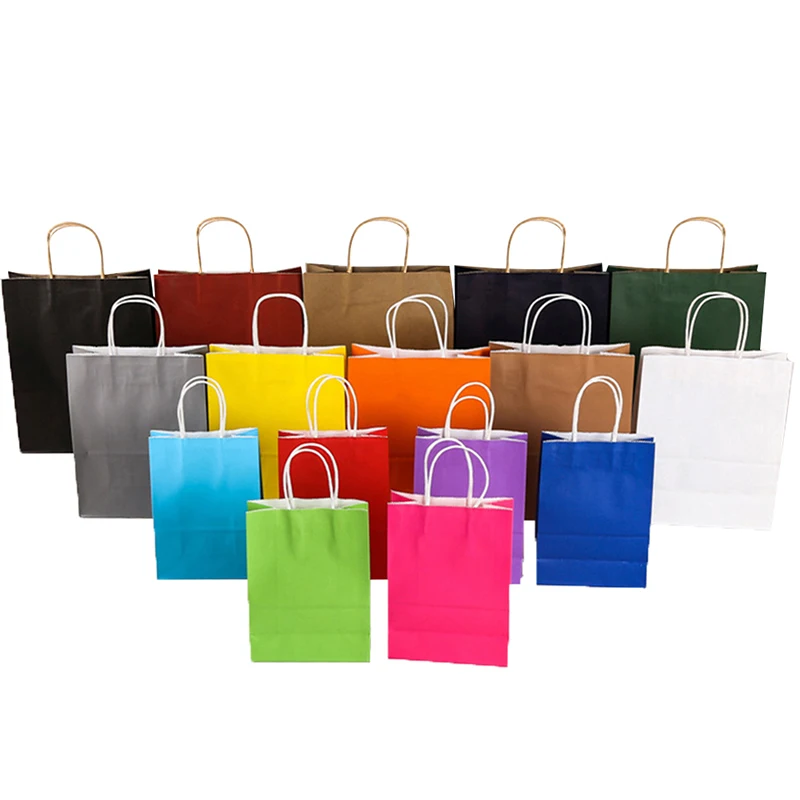 1 шт. красочный маленький Подарочный пакет из крафт бумаги с ручкой для свадьбы