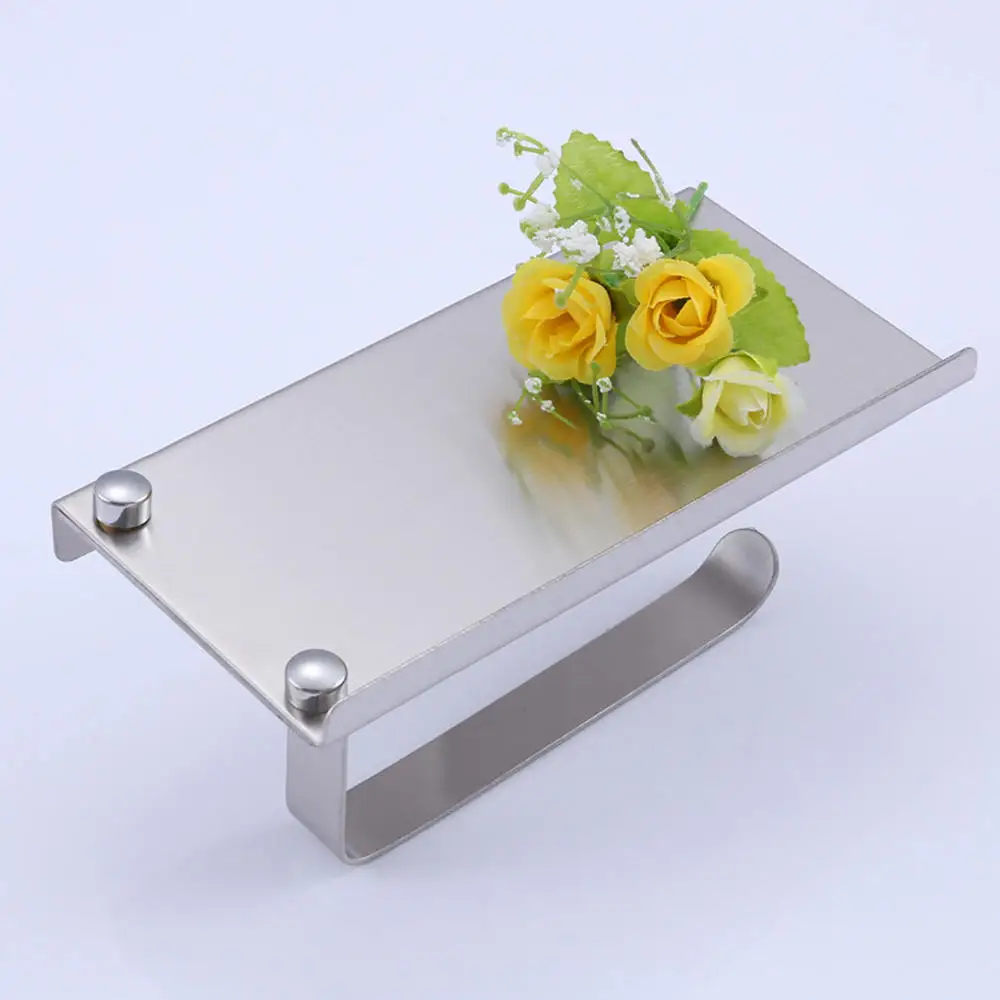 

Bathroom Paper Towel Holder Wall Mount Mobile Phone Storage Shelf Roll Towel Paper Holder