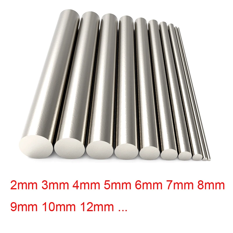 

304 Stainless Steel Rod 2mm 2.5mm 3mm 4mm 5mm 6mm 7mm 8mm 8.5mm 9mm 10mm 12mm 15mm 16mm linear shaft metric round rod 400mm Long