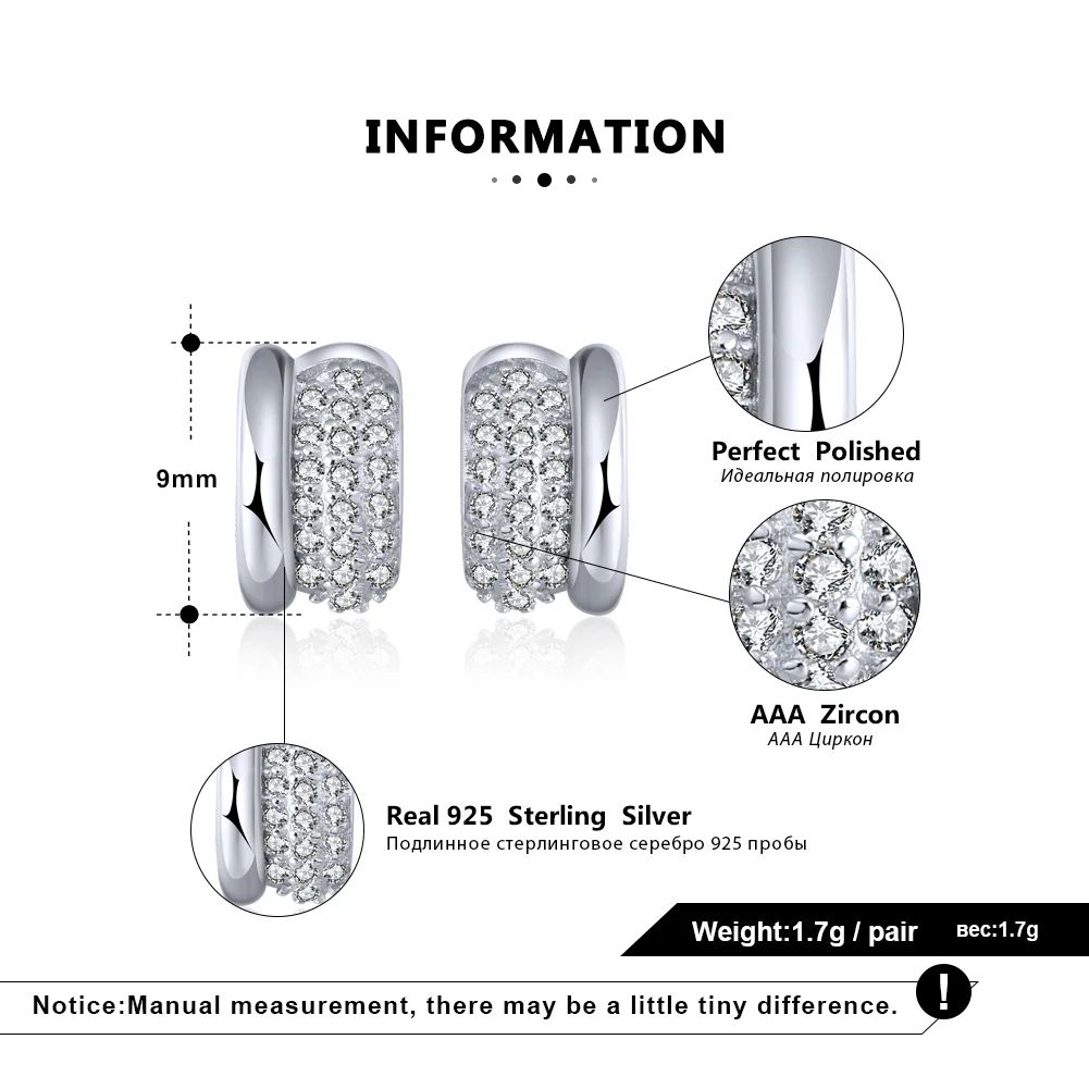 ORSA JEWELS Настоящее 925 пробы серебряные женские серьги маленький круг 10 мм Серебряный цвет трендовые женские свадебные ювелирные изделия SE102