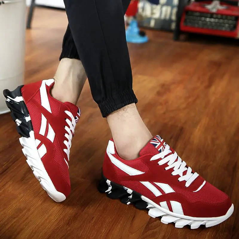 

Spring Autumn Men Shoes Breathable Lace Up Men Casual Shoes Black Blue Red No-slip Flat Fashion Men Sneakers 2019 Male Footwear