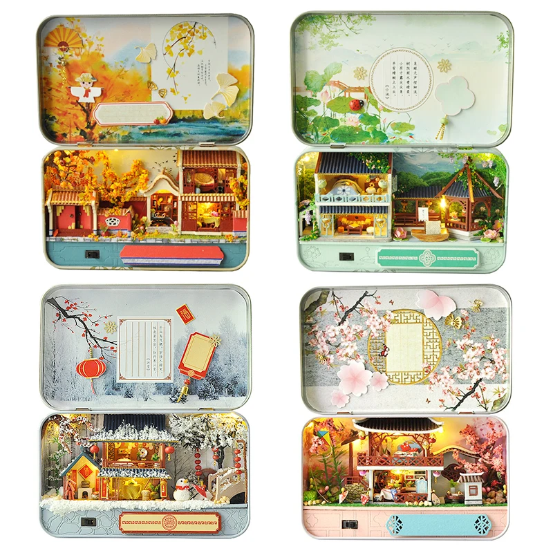 Box theater кукольный домик игрушки с мебель DIY Миниатюрный Кукольный дом