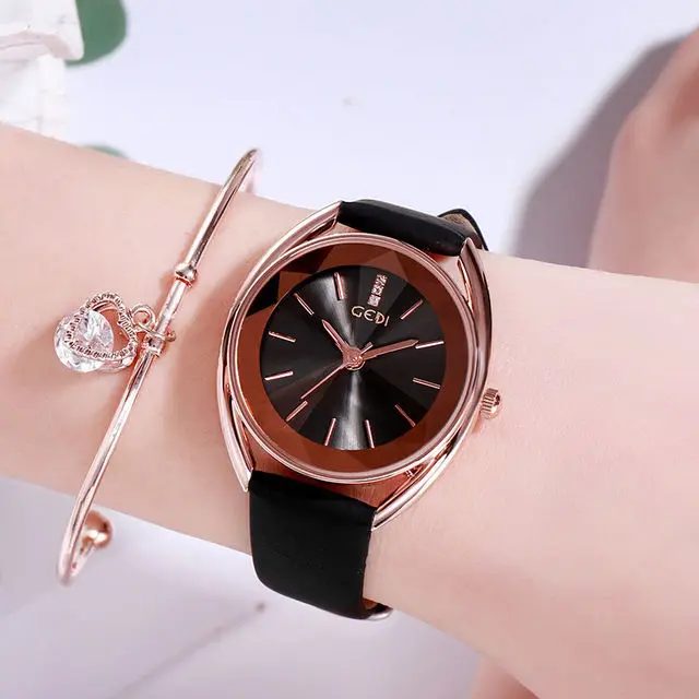 

Genuine Women's Watch Korean-Style Fashion Genuine Leather Strap Waterproof Purplish Red Watch Student Women's Watch