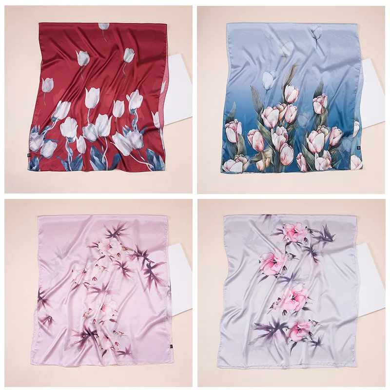 

Long Shawls and Wraps Silk Neck Scarves For Women Fashion Floral Printed Kerchief Large Hijab Scarf Female 185*85cm Beach Shawl