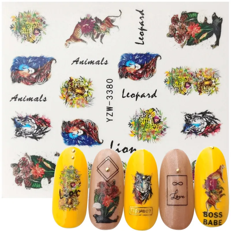 2021 новые наклейки для ногтей леопардовые рисунки льва смешанные переводные
