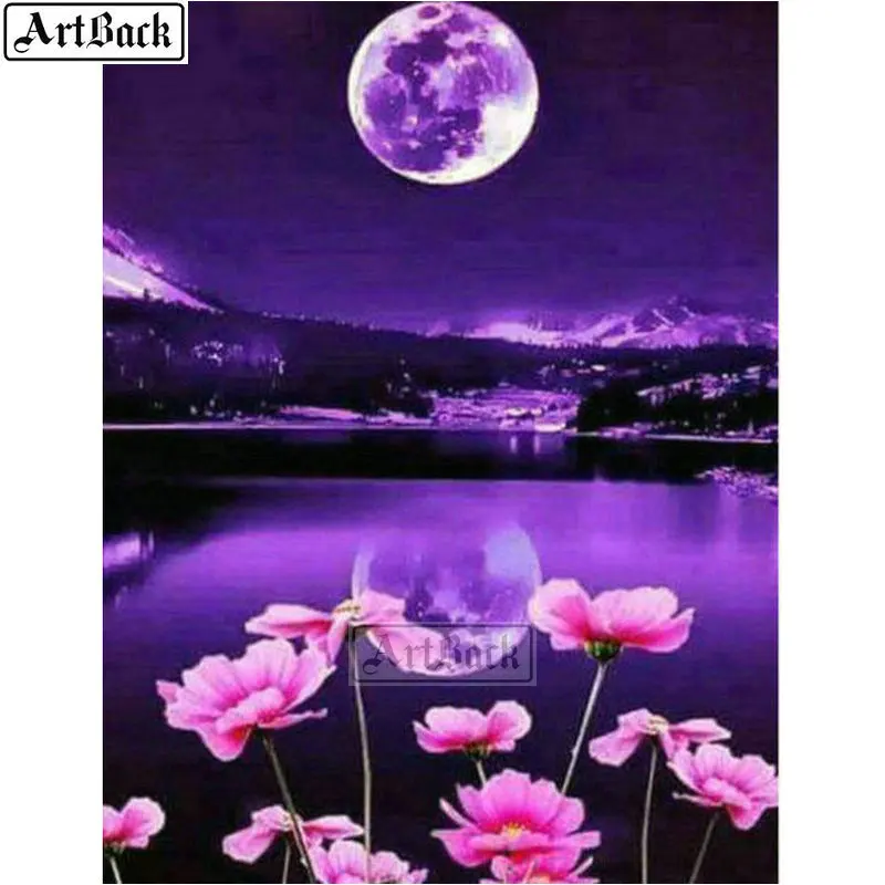 

Diamond painting flowers moon full square / round 5d diamond mosaic landscape stick diamond embroidered decoration