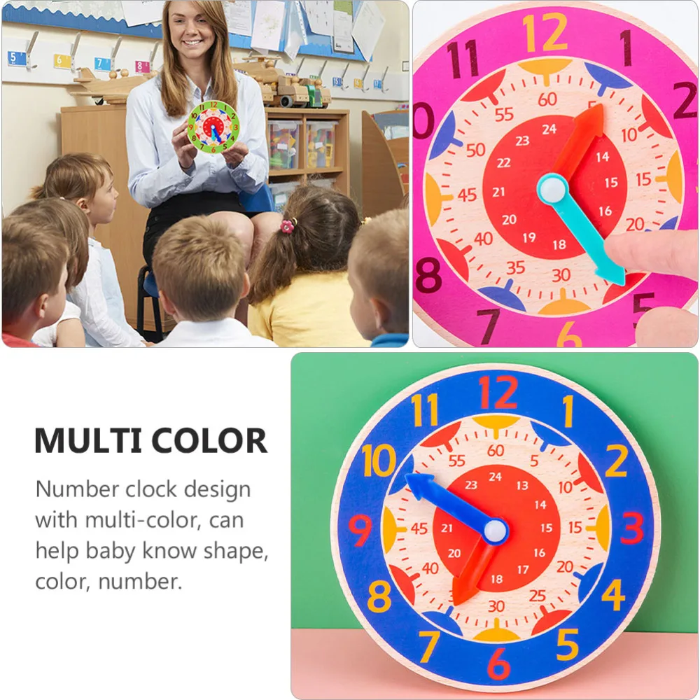 

3pcs Wooden Clock Toys Clock Cognitive Toys Early Educational Learning Toys