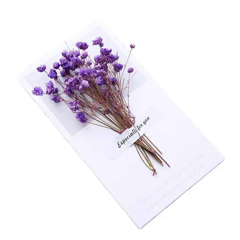 

Greeting Card Dried Flowers Handwritten Wishes Gypsophila Flower Thanksgiving Cards After-Sale Card Creative Festival Supplies