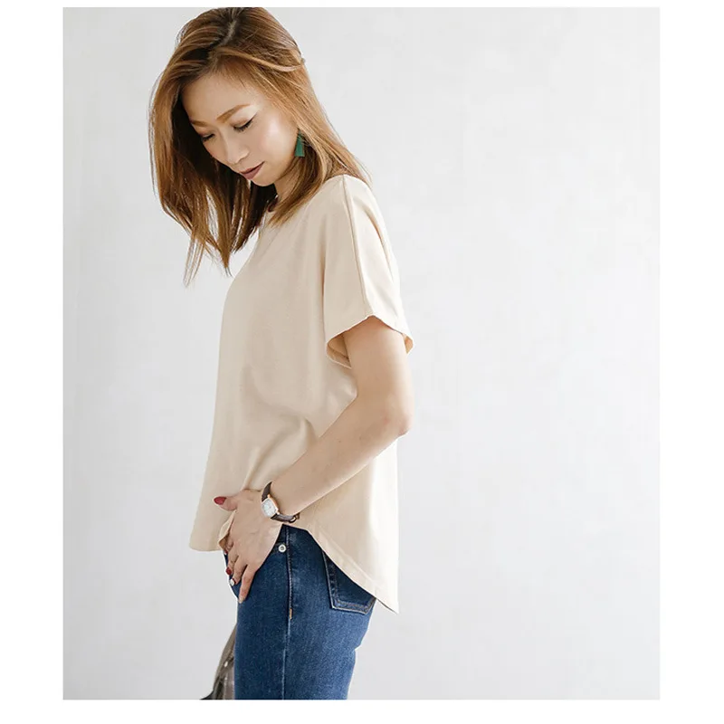 

ZAWAHIKI Solid Casual Hollow Out Japanese Women's T-shirts 2021 Spring O-neck Mujer Camisetas Korean Loose Fashion Tops
