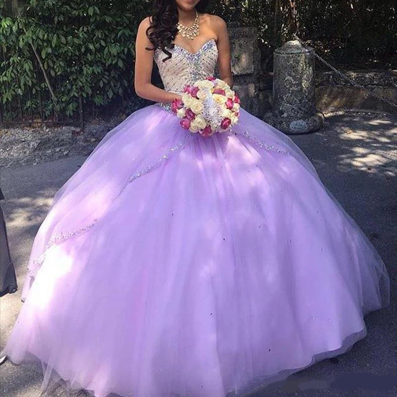 Элегантные Лавандовые платья для Quinceanera милое украшенное бисером на молнии с