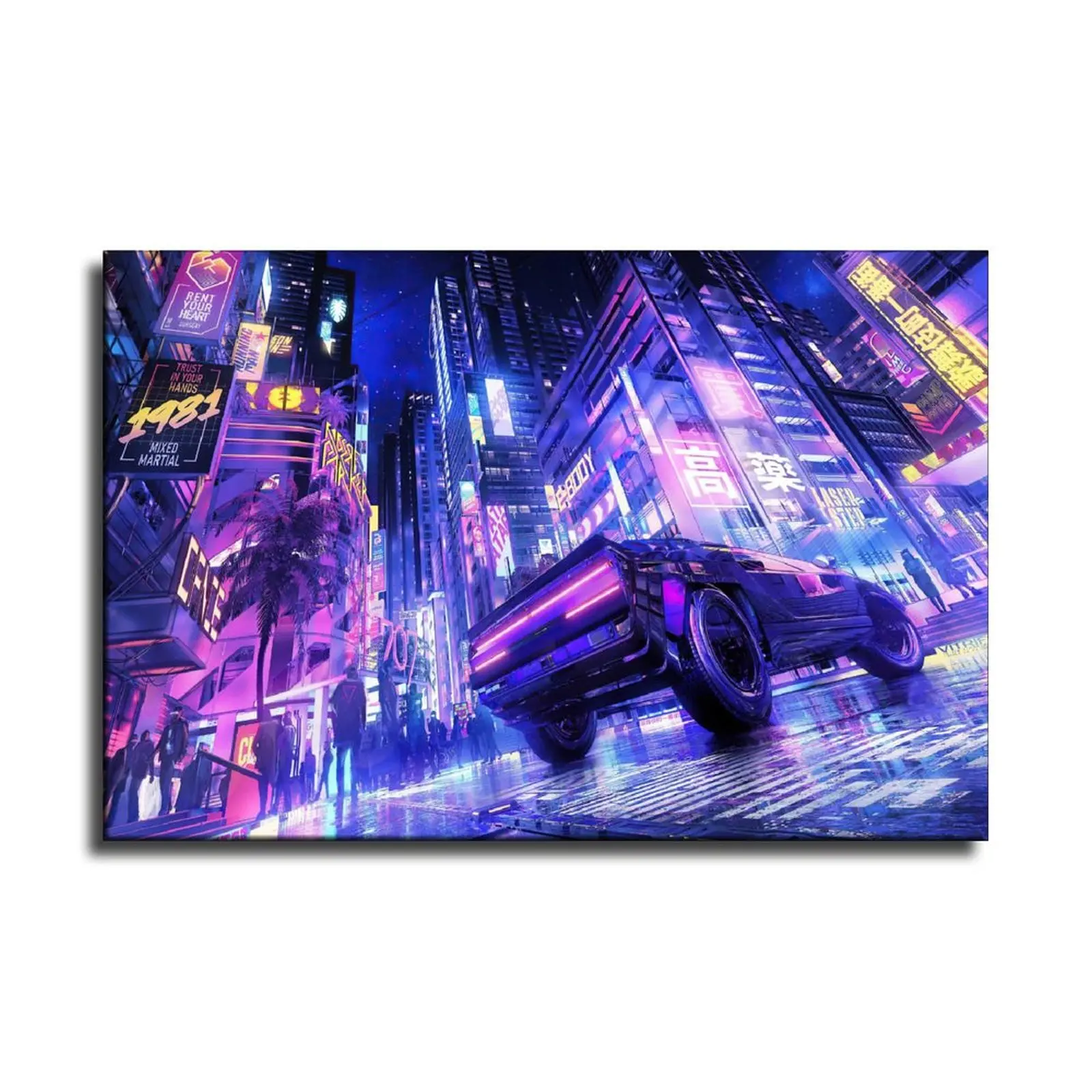 Киберэстетика в Токио панк автомобиль холст художественный плакат и Настенная