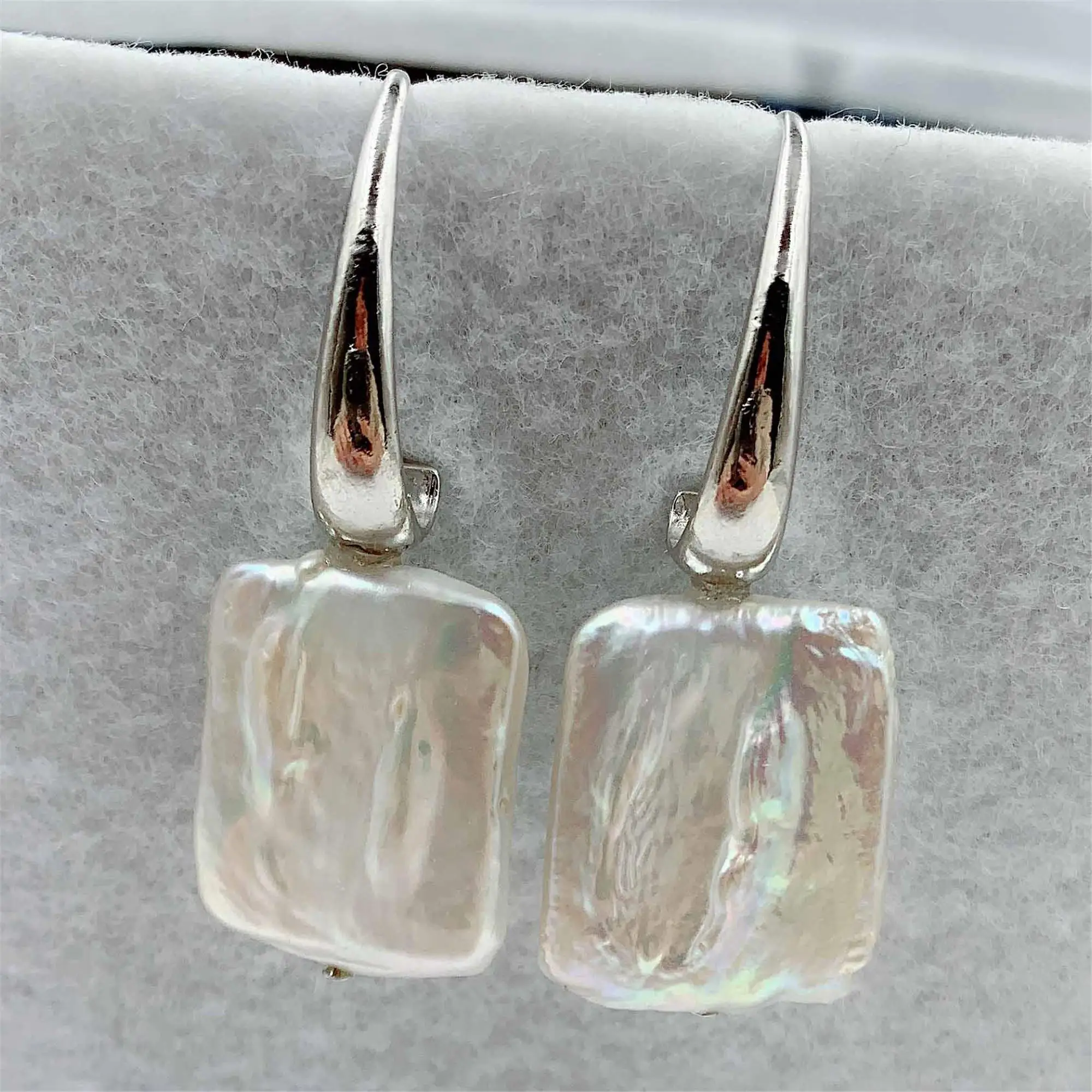 16x20 мм белый барокко жемчужные серьги серебряные Ушные Капли Висячие безупречные