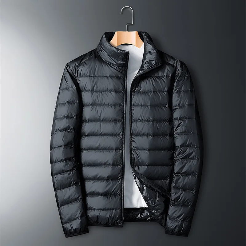 Men Thin New Down Jacket White Duck Down Ultralight Jackets 2021 Autumn And Winter Warm Stand Collar Coats Portable Outwear