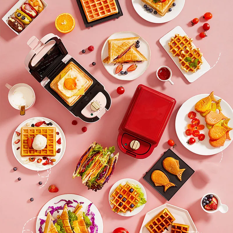 Электрическая сэндвич машина с таймером 220 В вафельница тостер для завтрака