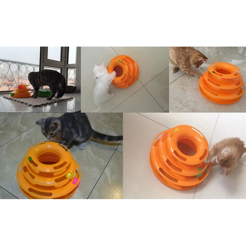 Funny Cat Toy Pet Intelligence Three-layer Ball Tower Triple Play Disc Three of Tracks Turntable Products | Дом и сад