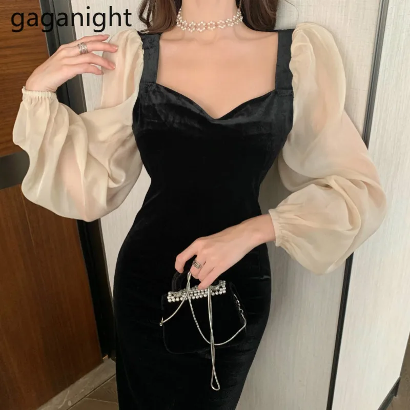 Женское платье макси с длинным рукавом в стиле пэчворк | Женская одежда