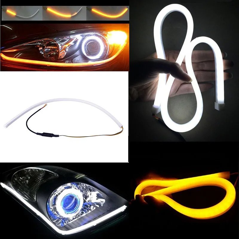 Фото Дневсветильник Светодиодная лента DRL, белая и желтая, 2x60 см №2