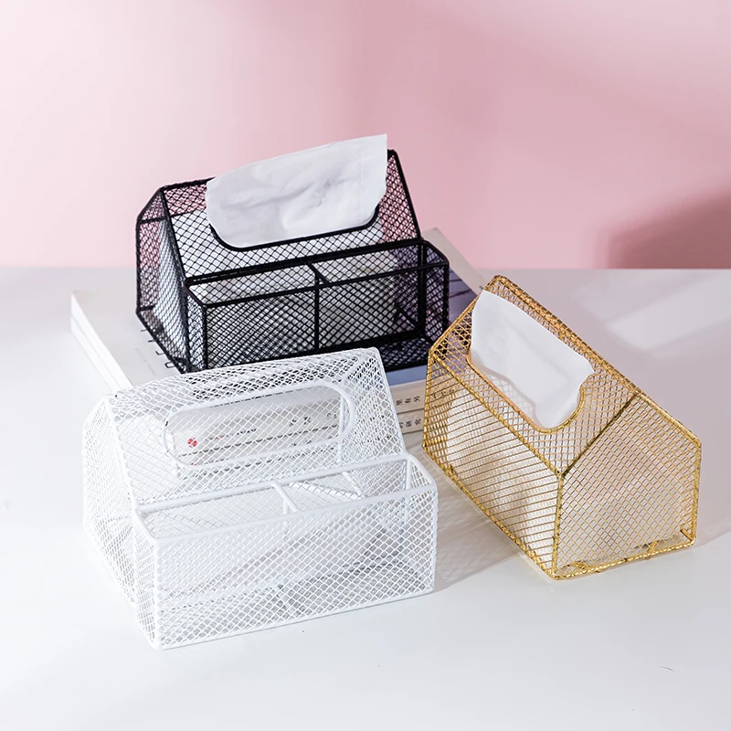 

Living Iron Tissue Box Room Dining Table Coffee Table Modern Light Luxury Metal Wrought Storage Simplicity Family Decorations