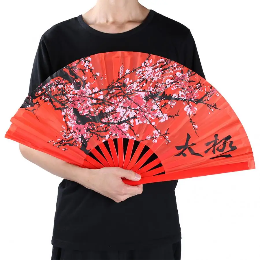 Китайский Tai Chi Fan бамбуковое дерево красный цвет сливы Единоборства кунг фу