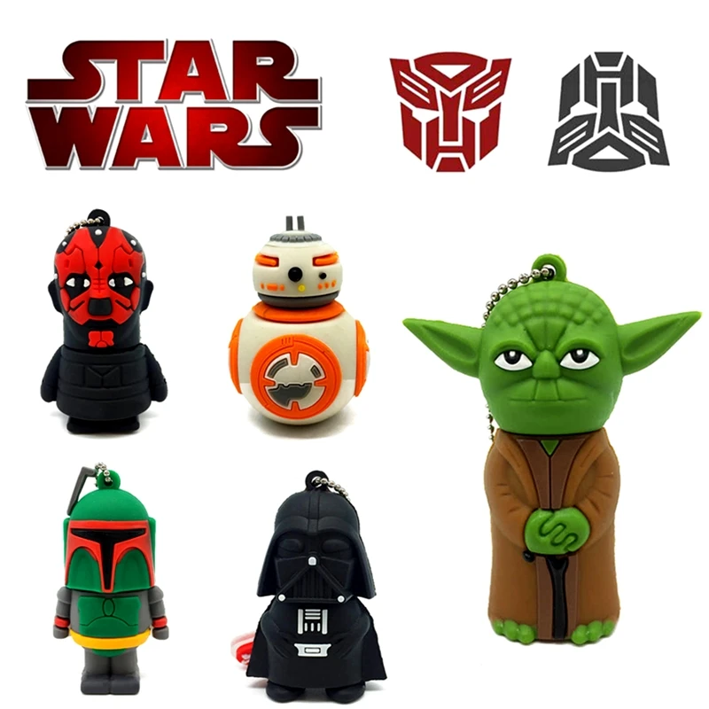Мультфильм Дарт Вейдер йода Usb флеш-накопитель 128gb серии звездных войн USB 2,0 флеш-накопитель 16GB 32GB 64GB Флешка 8GB модная Подарочная палка