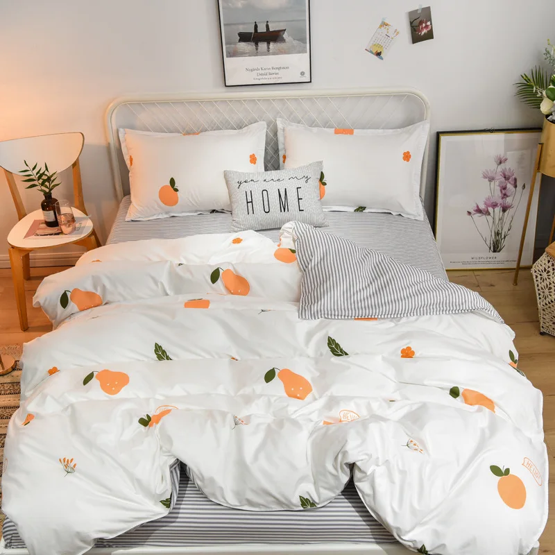 Denisroom белый пододеяльник наборы симпатичное оранжевое постельное белье одеяла