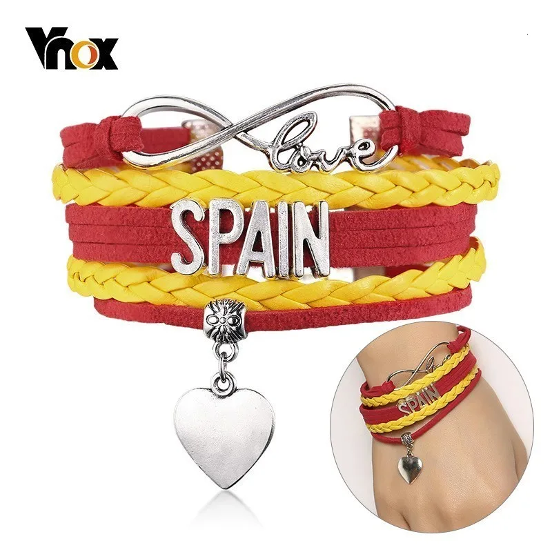 Vnox регулируемый браслет в форме сердца для женщин Испания Бесконечность