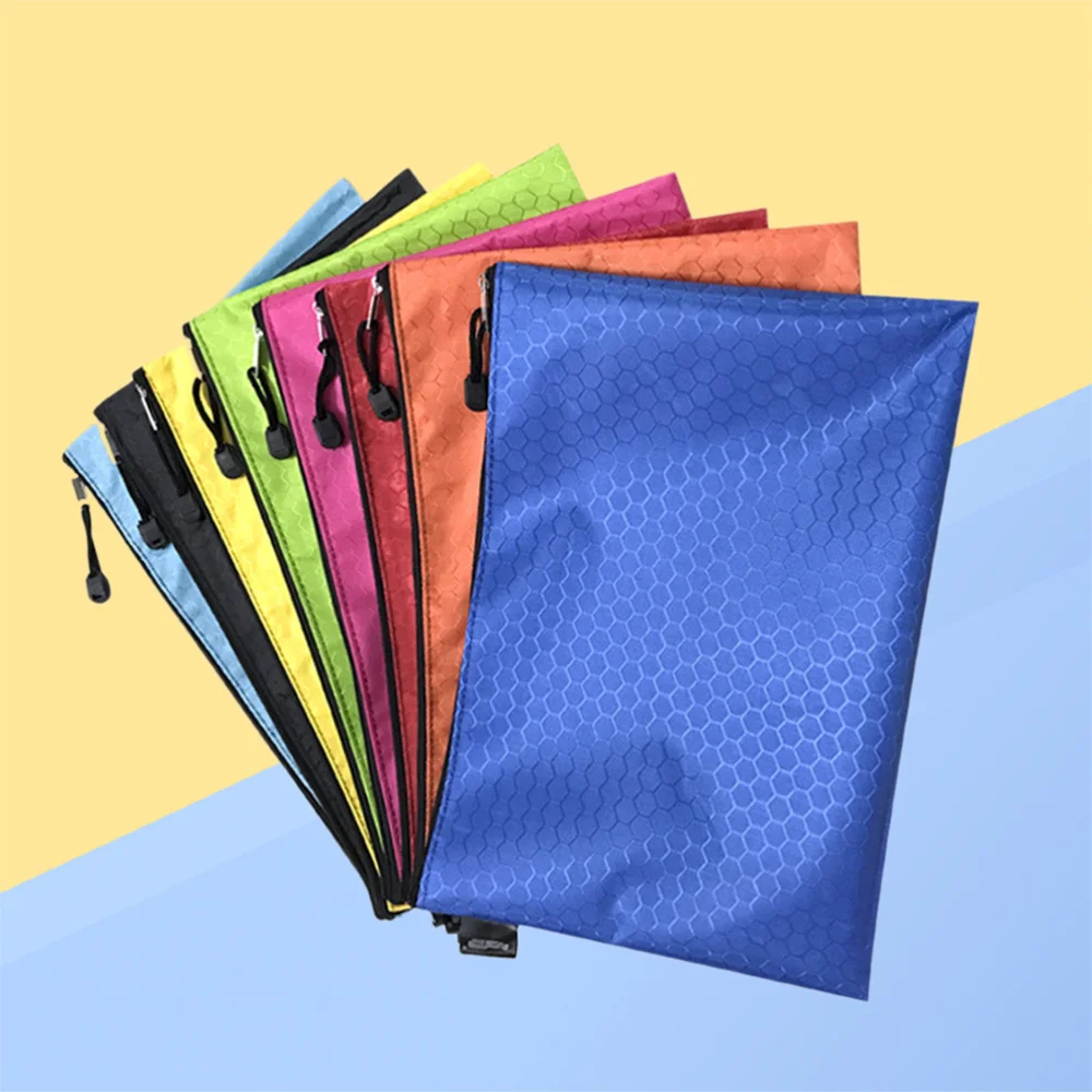

10pcs Canvas File Bag Pattern Durable Zipper Document Bag Waterproof Paper File Folders Bag